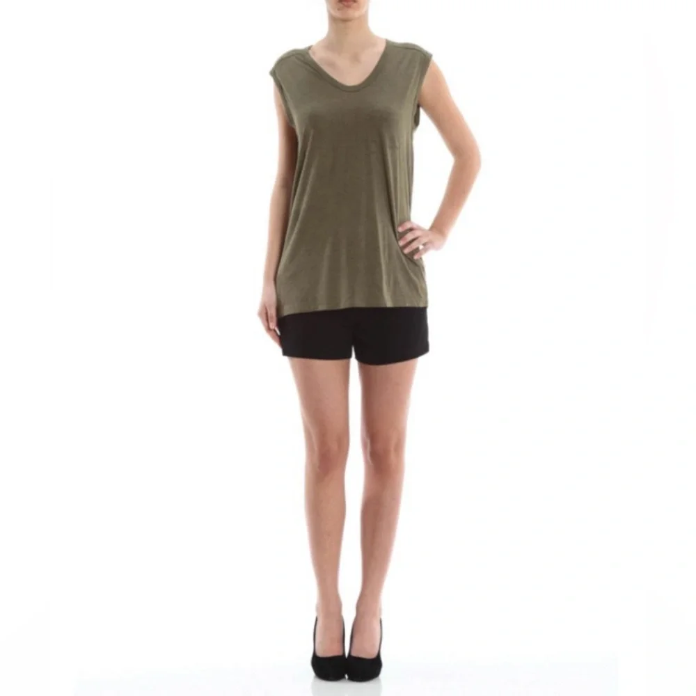 Alexander Wang Sz L Olive Green Sleeveless Relaxed Fit Tank Top